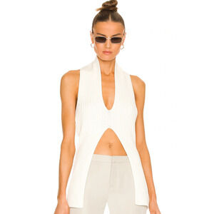 Atoir The Alto Top Women 2 Off White Ribbed Beachy Festival Boho Halter